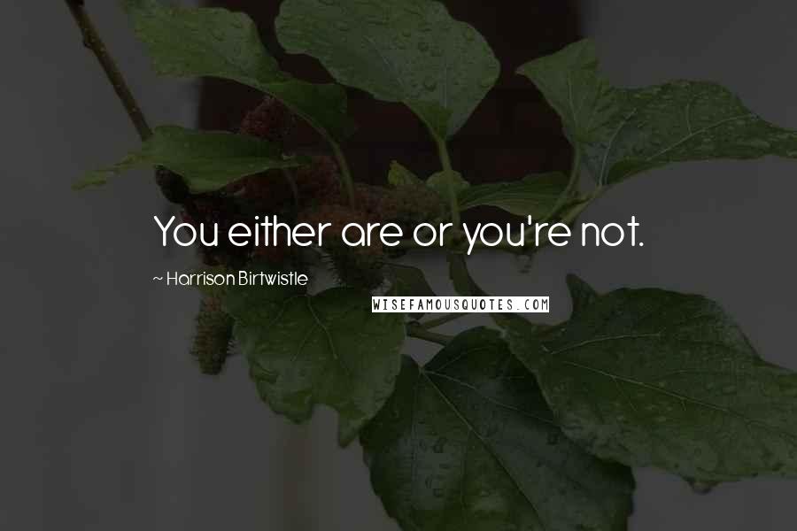 Harrison Birtwistle Quotes: You either are or you're not.