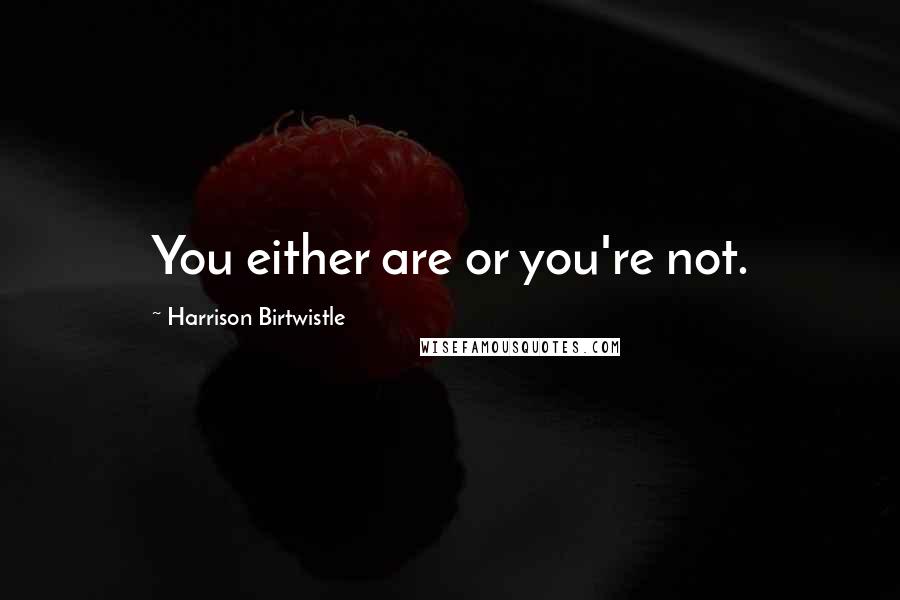 Harrison Birtwistle Quotes: You either are or you're not.