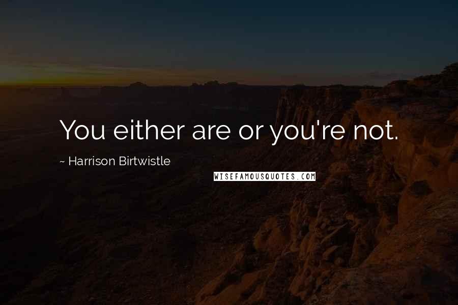 Harrison Birtwistle Quotes: You either are or you're not.