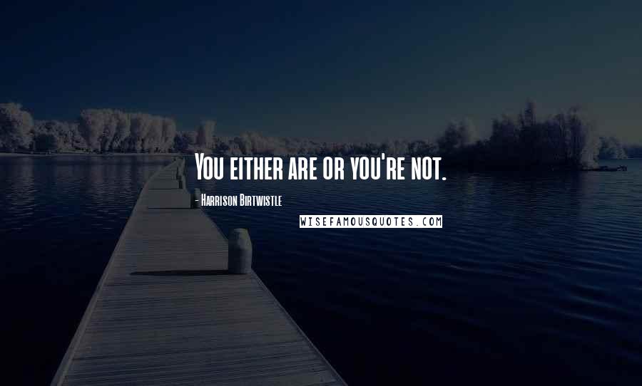 Harrison Birtwistle Quotes: You either are or you're not.