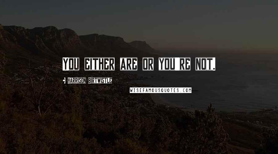 Harrison Birtwistle Quotes: You either are or you're not.