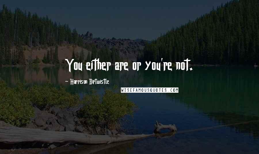 Harrison Birtwistle Quotes: You either are or you're not.