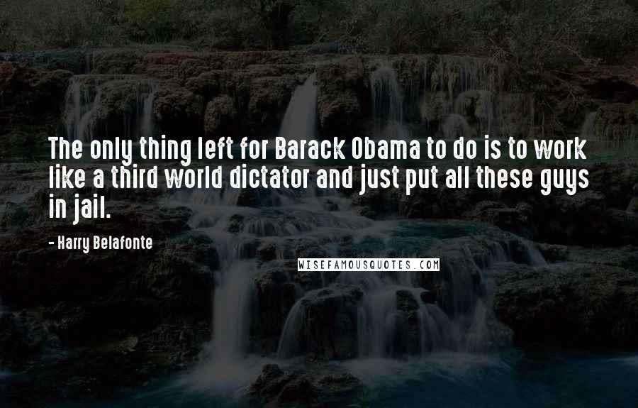 Harry Belafonte Quotes: The only thing left for Barack Obama to do is to work like a third world dictator and just put all these guys in jail.