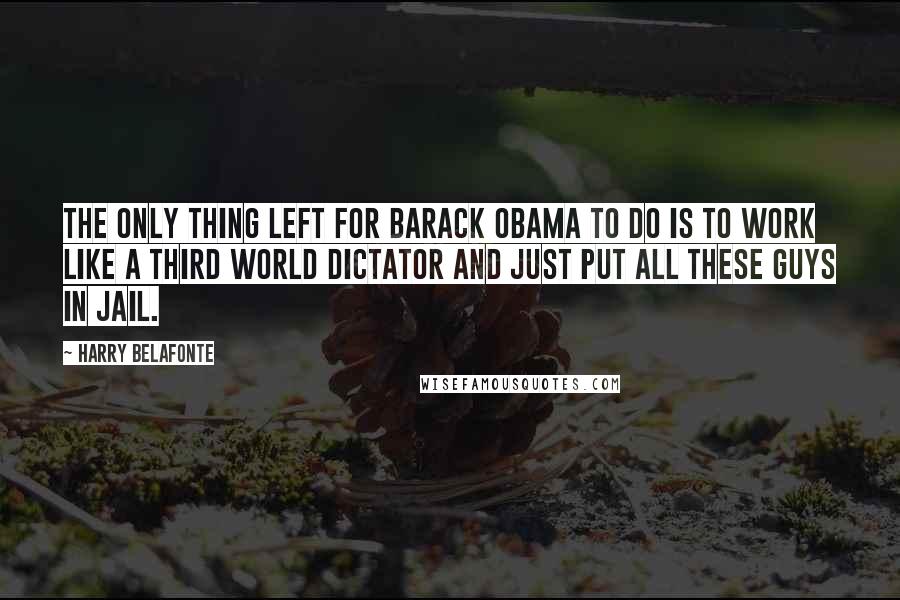 Harry Belafonte Quotes: The only thing left for Barack Obama to do is to work like a third world dictator and just put all these guys in jail.