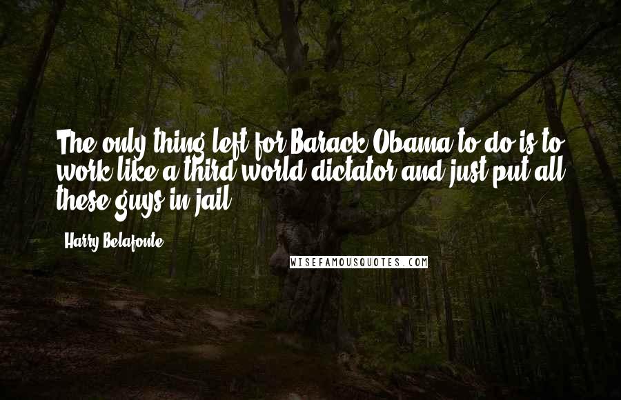 Harry Belafonte Quotes: The only thing left for Barack Obama to do is to work like a third world dictator and just put all these guys in jail.