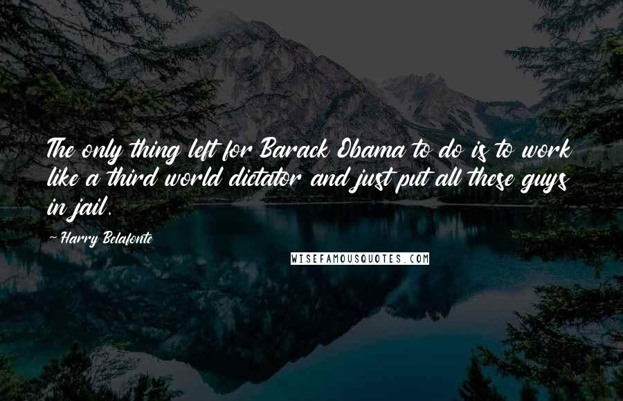 Harry Belafonte Quotes: The only thing left for Barack Obama to do is to work like a third world dictator and just put all these guys in jail.