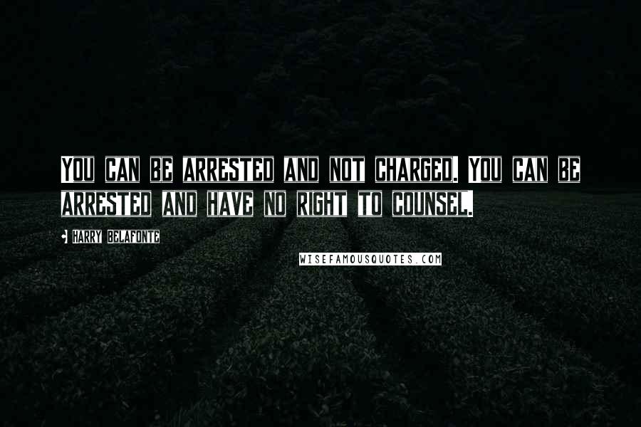 Harry Belafonte Quotes: You can be arrested and not charged. You can be arrested and have no right to counsel.