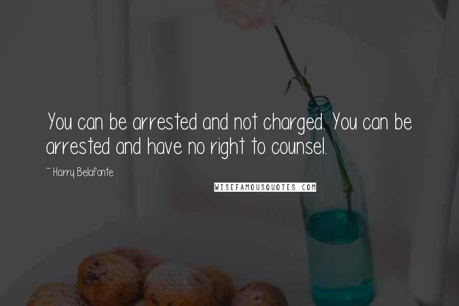 Harry Belafonte Quotes: You can be arrested and not charged. You can be arrested and have no right to counsel.