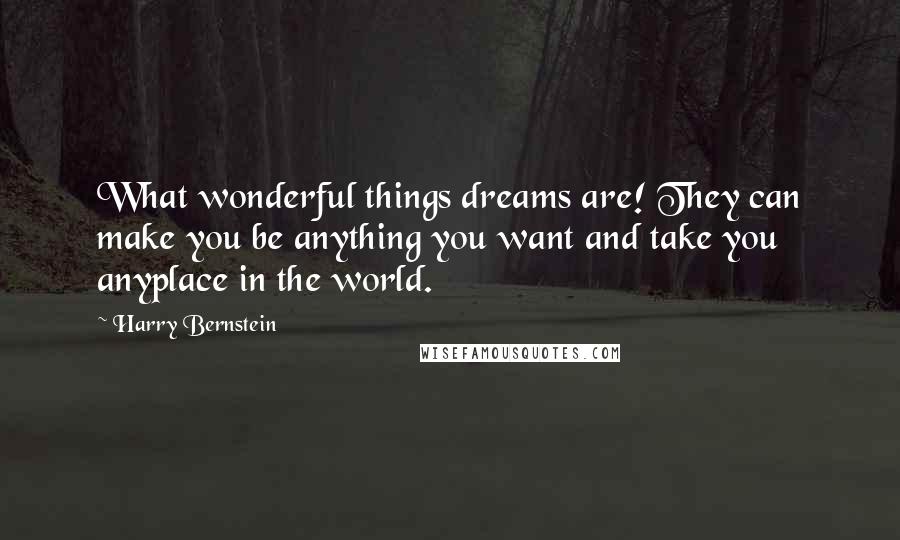 Harry Bernstein Quotes: What wonderful things dreams are! They can make you be anything you want and take you anyplace in the world.