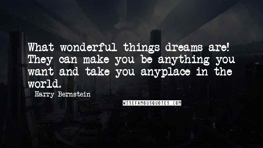 Harry Bernstein Quotes: What wonderful things dreams are! They can make you be anything you want and take you anyplace in the world.