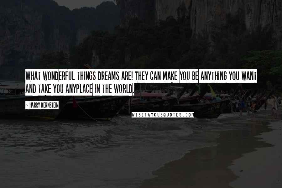 Harry Bernstein Quotes: What wonderful things dreams are! They can make you be anything you want and take you anyplace in the world.