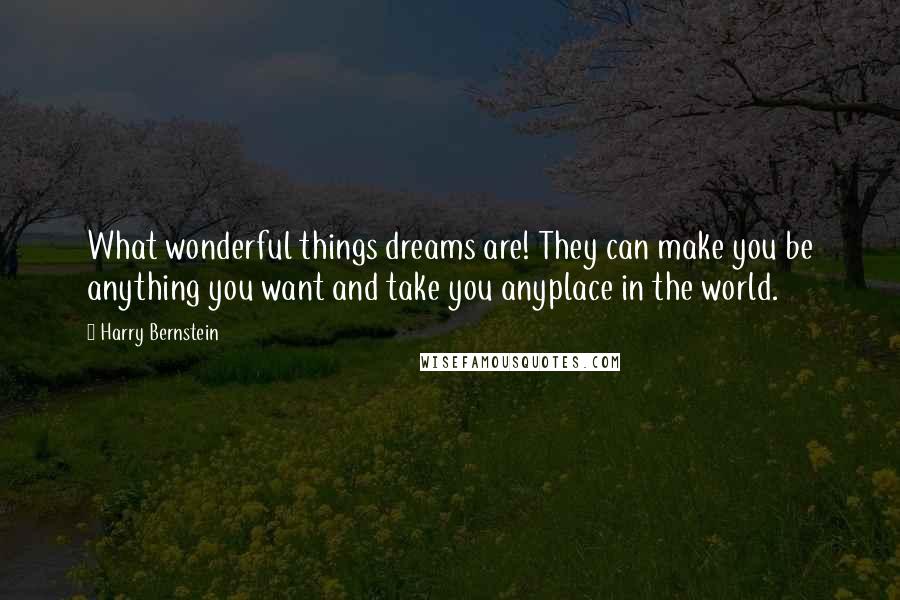 Harry Bernstein Quotes: What wonderful things dreams are! They can make you be anything you want and take you anyplace in the world.