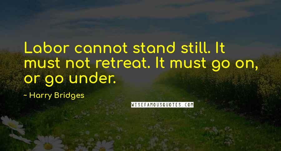 Harry Bridges Quotes: Labor cannot stand still. It must not retreat. It must go on, or go under.