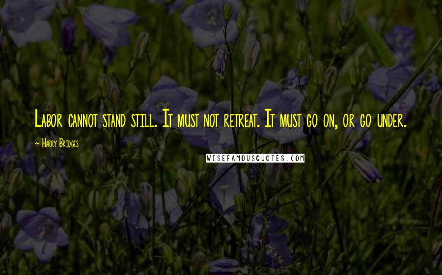 Harry Bridges Quotes: Labor cannot stand still. It must not retreat. It must go on, or go under.