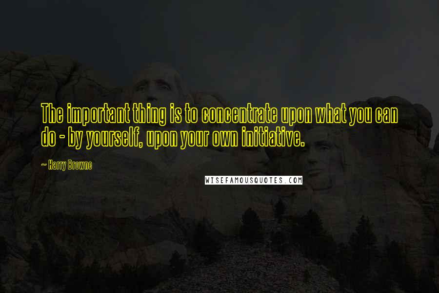 Harry Browne Quotes: The important thing is to concentrate upon what you can do - by yourself, upon your own initiative.