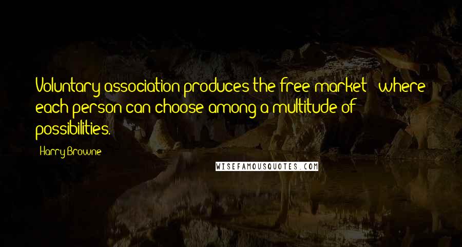 Harry Browne Quotes: Voluntary association produces the free market - where each person can choose among a multitude of possibilities.