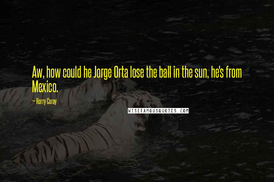 Harry Caray Quotes: Aw, how could he Jorge Orta lose the ball in the sun, he's from Mexico.