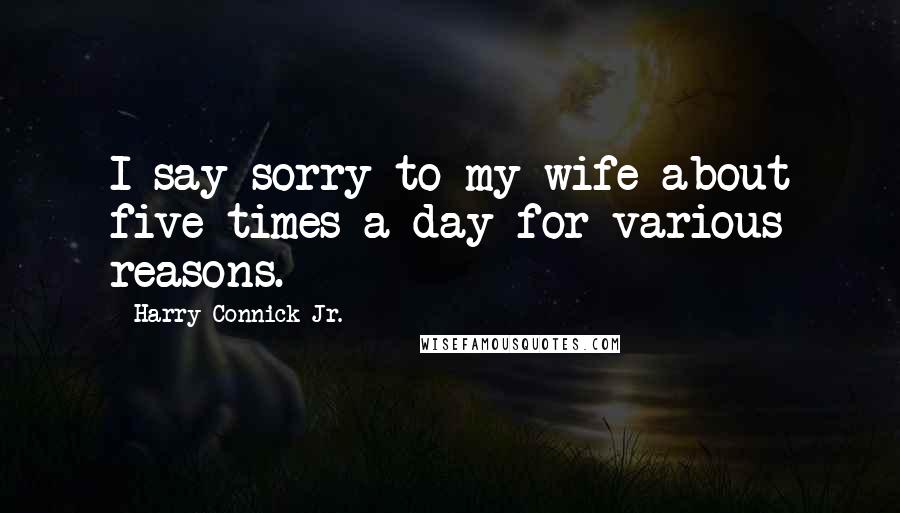 Harry Connick Jr. Quotes: I say sorry to my wife about five times a day for various reasons.