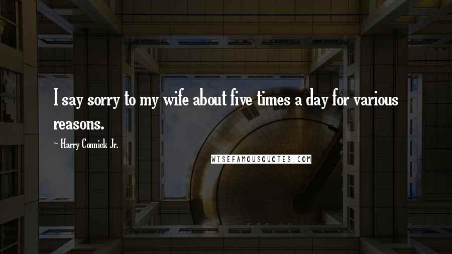 Harry Connick Jr. Quotes: I say sorry to my wife about five times a day for various reasons.