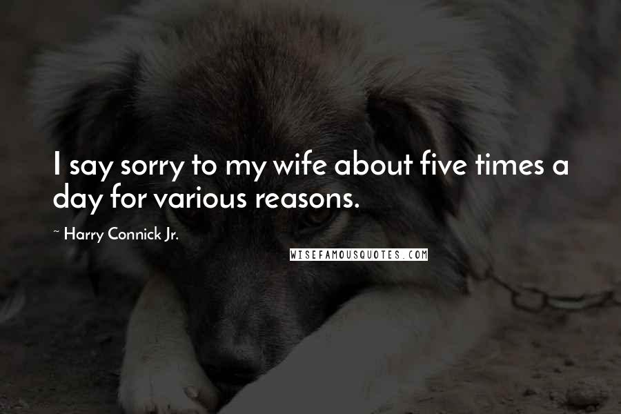 Harry Connick Jr. Quotes: I say sorry to my wife about five times a day for various reasons.