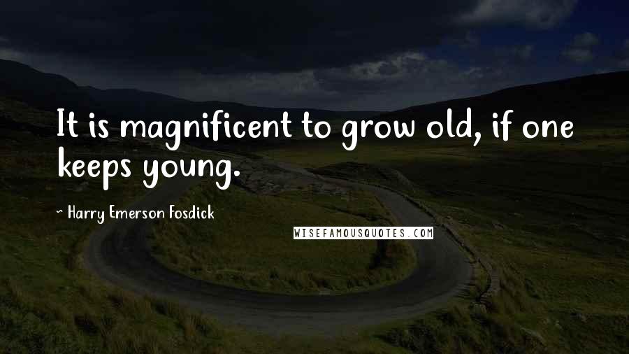 Harry Emerson Fosdick Quotes: It is magnificent to grow old, if one keeps young.