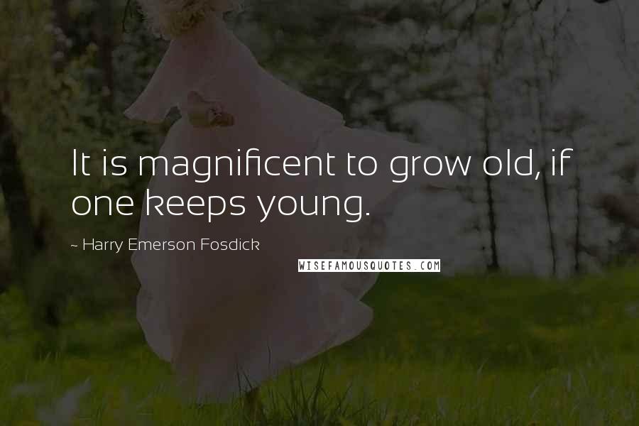 Harry Emerson Fosdick Quotes: It is magnificent to grow old, if one keeps young.