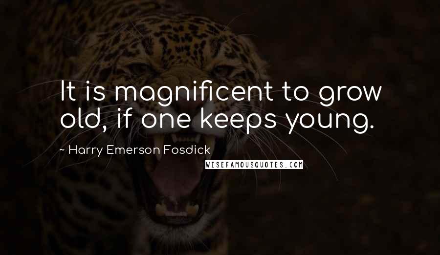 Harry Emerson Fosdick Quotes: It is magnificent to grow old, if one keeps young.