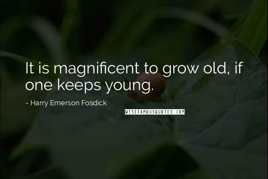 Harry Emerson Fosdick Quotes: It is magnificent to grow old, if one keeps young.