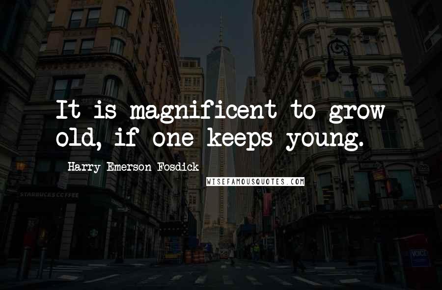 Harry Emerson Fosdick Quotes: It is magnificent to grow old, if one keeps young.