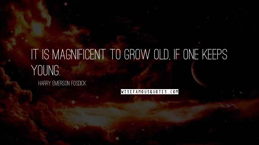 Harry Emerson Fosdick Quotes: It is magnificent to grow old, if one keeps young.