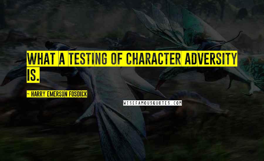 Harry Emerson Fosdick Quotes: What a testing of character adversity is.