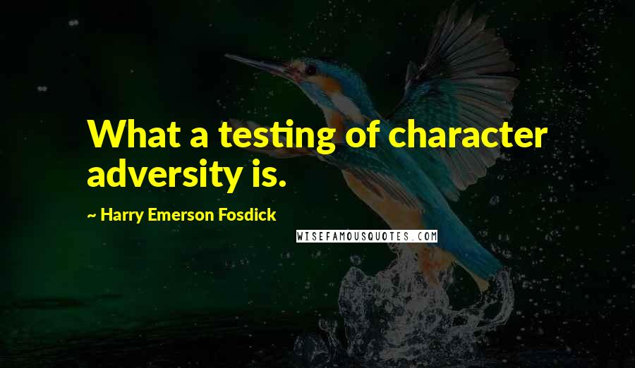 Harry Emerson Fosdick Quotes: What a testing of character adversity is.