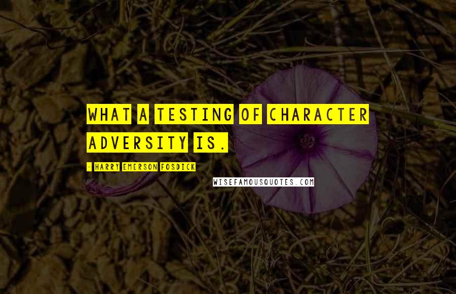 Harry Emerson Fosdick Quotes: What a testing of character adversity is.