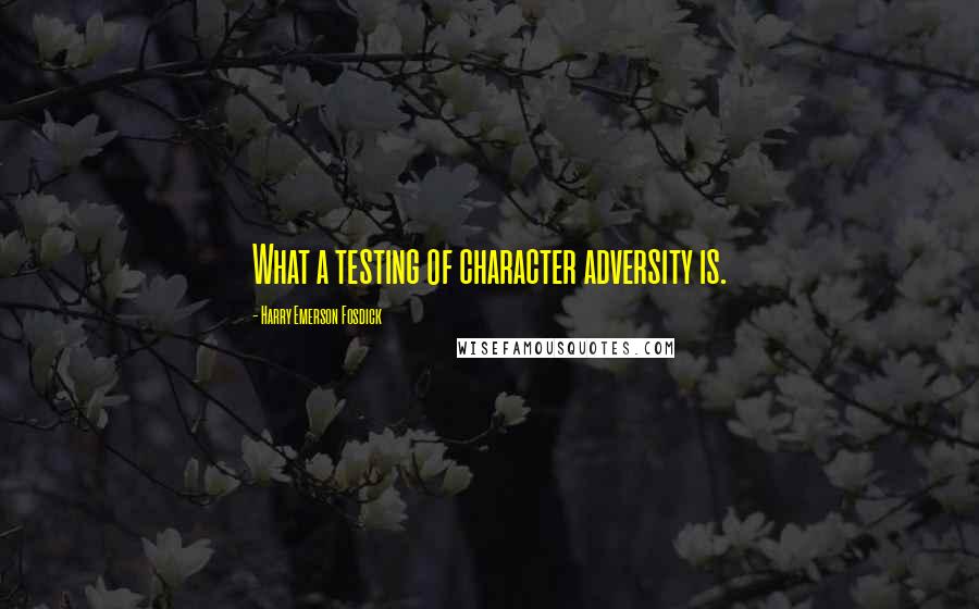 Harry Emerson Fosdick Quotes: What a testing of character adversity is.