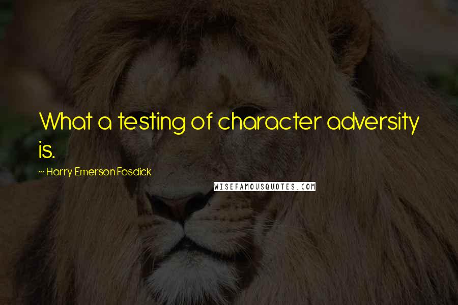 Harry Emerson Fosdick Quotes: What a testing of character adversity is.
