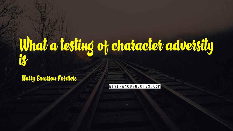 Harry Emerson Fosdick Quotes: What a testing of character adversity is.