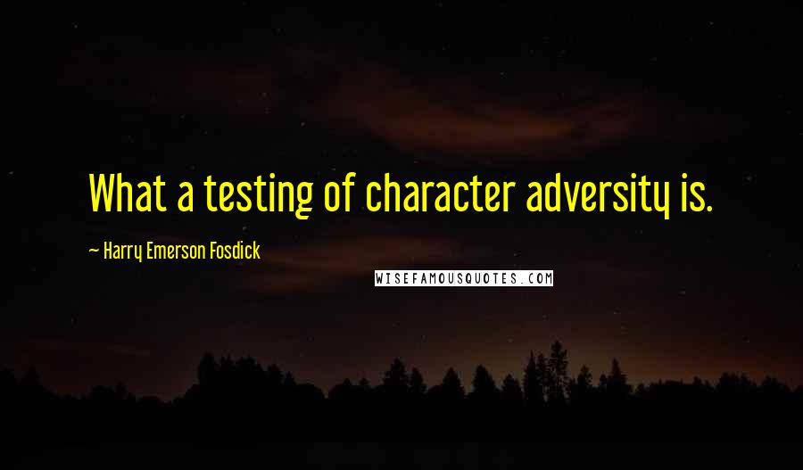 Harry Emerson Fosdick Quotes: What a testing of character adversity is.