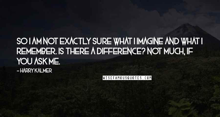 Harry Kalmer Quotes: So I am not exactly sure what I imagine and what I remember. Is there a difference? Not much, if you ask me.