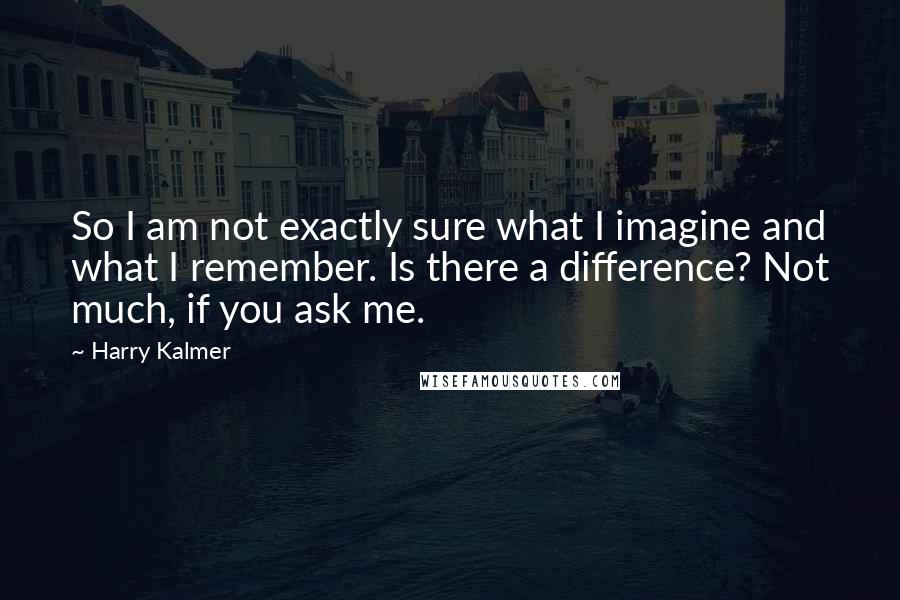 Harry Kalmer Quotes: So I am not exactly sure what I imagine and what I remember. Is there a difference? Not much, if you ask me.