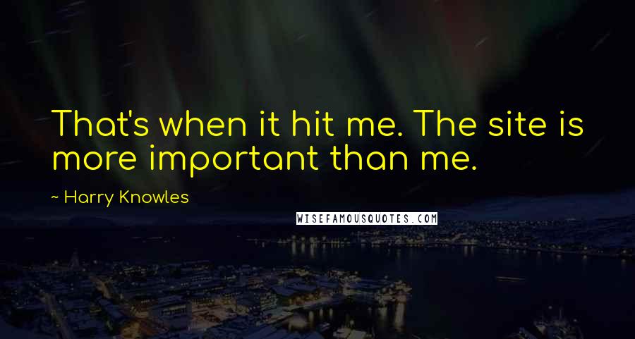 Harry Knowles Quotes: That's when it hit me. The site is more important than me.