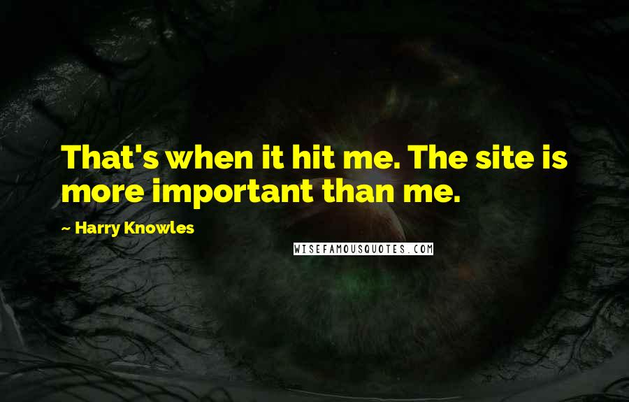 Harry Knowles Quotes: That's when it hit me. The site is more important than me.