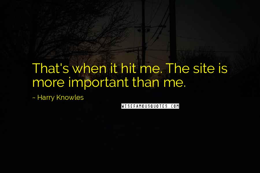 Harry Knowles Quotes: That's when it hit me. The site is more important than me.