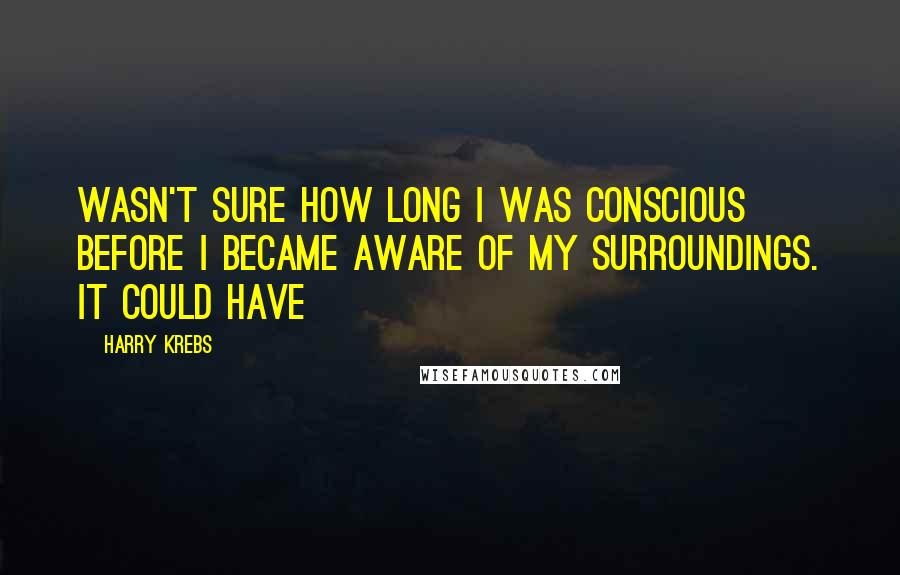 Harry Krebs Quotes: wasn't sure how long I was conscious before I became aware of my surroundings. It could have