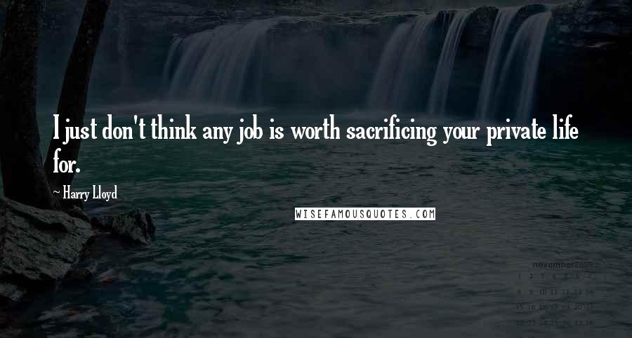 Harry Lloyd Quotes: I just don't think any job is worth sacrificing your private life for.