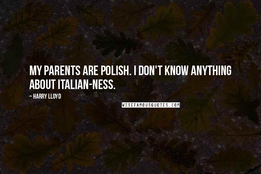 Harry Lloyd Quotes: My parents are Polish. I don't know anything about Italian-ness.