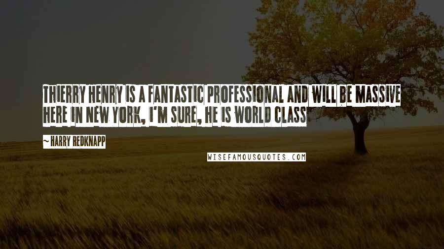 Harry Redknapp Quotes: Thierry Henry is a fantastic professional and will be massive here in New York, i'm sure, he is world class