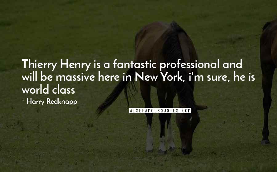 Harry Redknapp Quotes: Thierry Henry is a fantastic professional and will be massive here in New York, i'm sure, he is world class