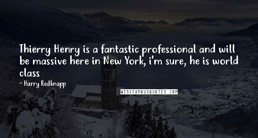 Harry Redknapp Quotes: Thierry Henry is a fantastic professional and will be massive here in New York, i'm sure, he is world class