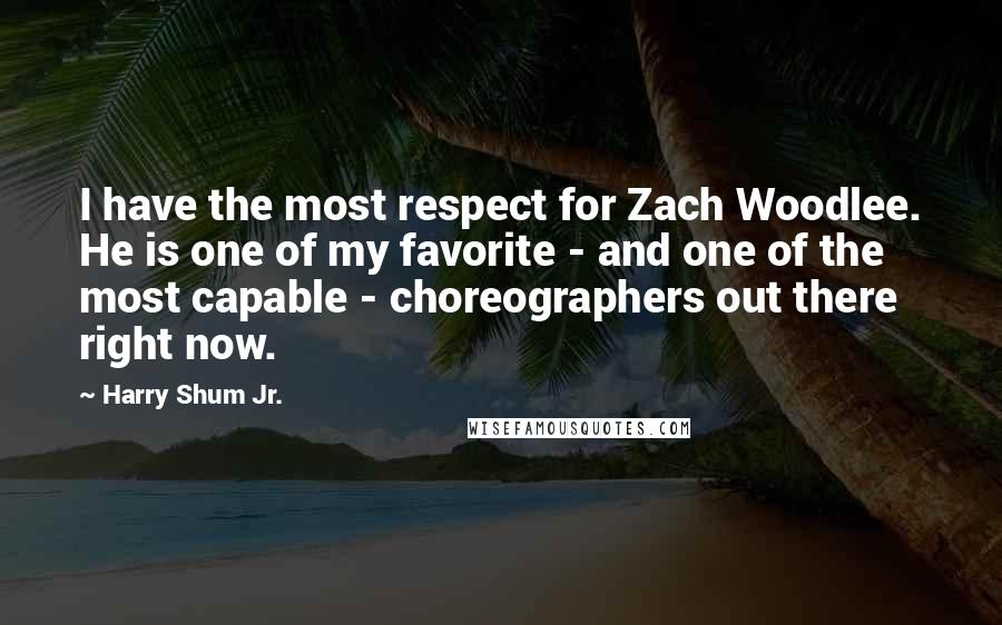 Harry Shum Jr. Quotes: I have the most respect for Zach Woodlee. He is one of my favorite - and one of the most capable - choreographers out there right now.