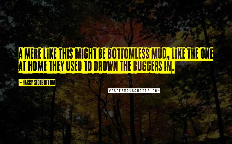 Harry Sidebottom Quotes: A mere like this might be bottomless mud, like the one at home they used to drown the buggers in.